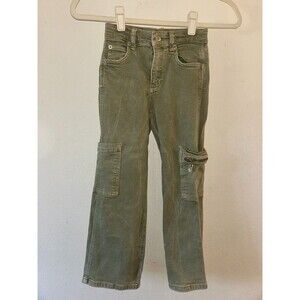 Zara girls 8 light army green denim wide leg cargo jeans